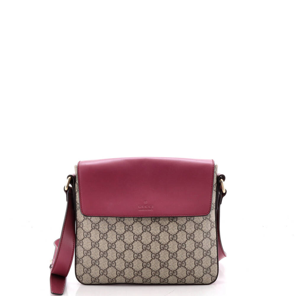 Gucci Medium Flap Messenger Bag GG Coated Canvas with Leather